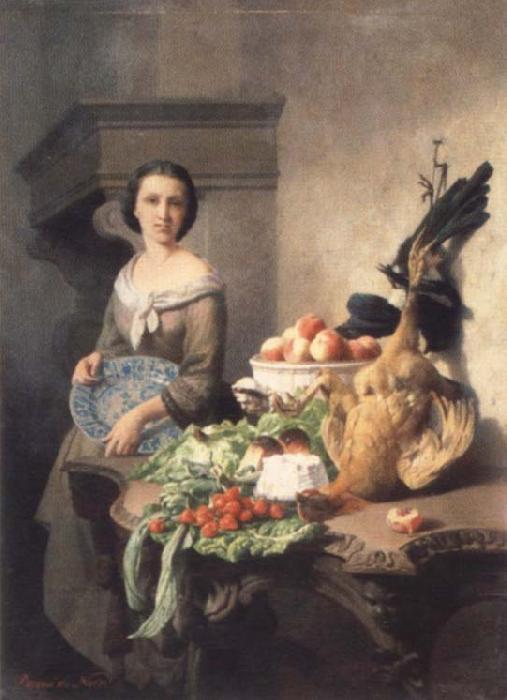 unknow artist House lass next to a table of full groceries
